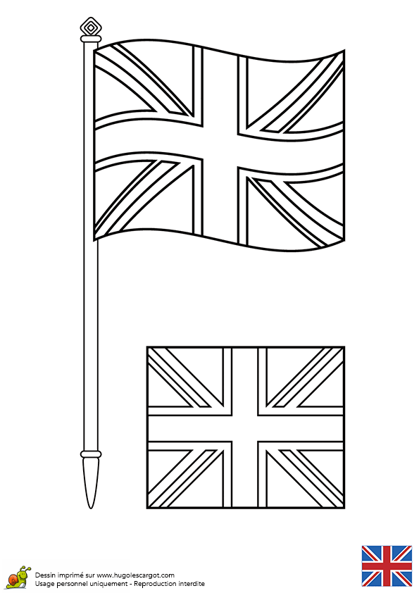 coloriage drapeau anglais - Coloriage Angleterre sur Hugolescargot 