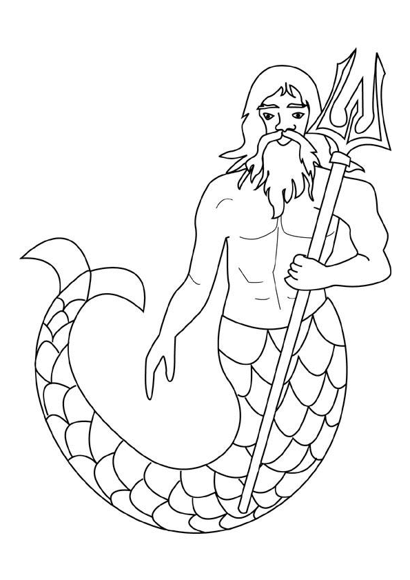 male mermaid coloring pages - photo #2